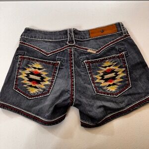 Rancho Estancia Denim Shorts Southwestern Embroidered Pockets Women's Sz 26 Boho